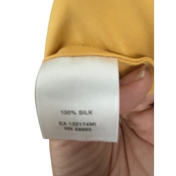 Women’s Large Classiques Entier Yellow Silk Blouse Ruched Front Festival Top - Picture 3 of 8